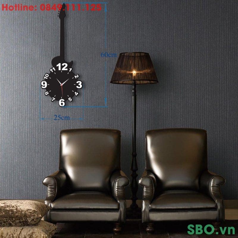 Đồng hồ treo tường mica hình cây đàn SB004