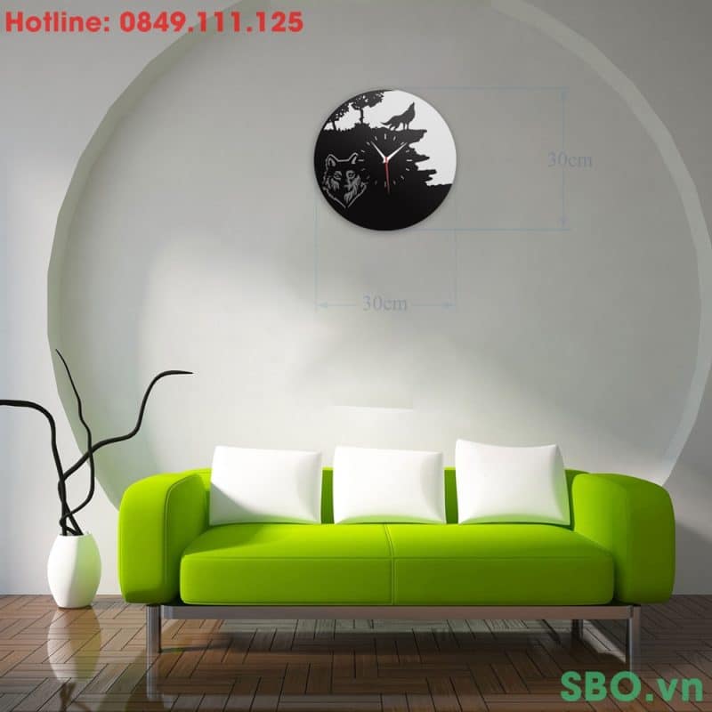 Đồng hồ treo tường mica chó sói SB009