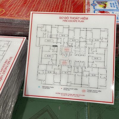 Bảng sơ đồ thoát hiểm tòa nhà bằng Mica in UV
