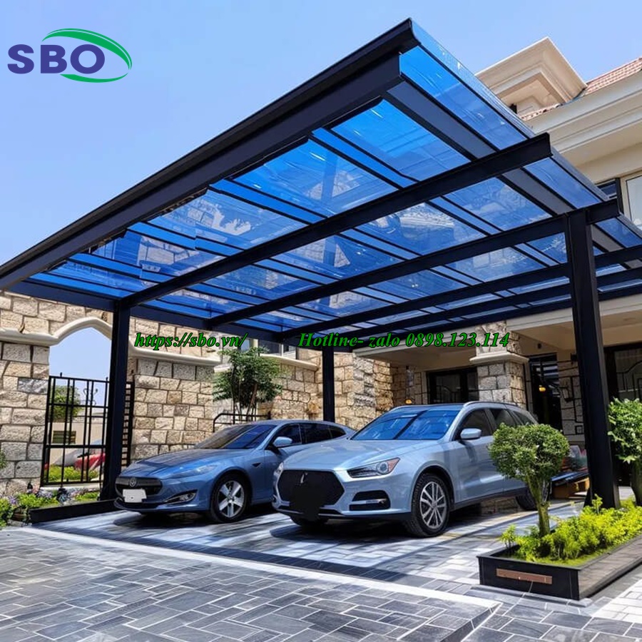 Mái che bằng tấm nhựa Polycarbonate