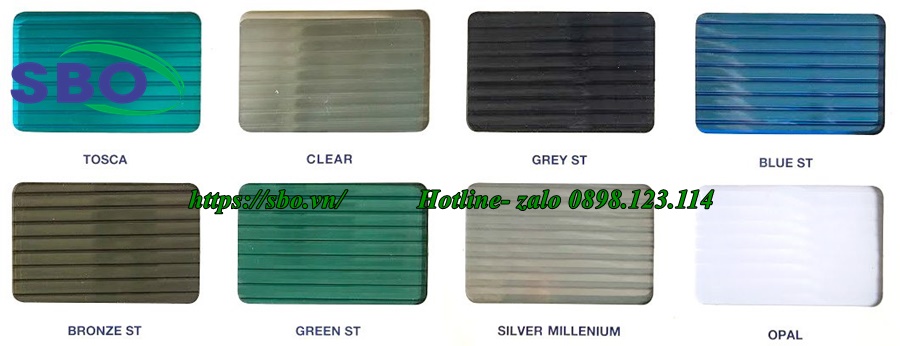 Thành phần, kích thước và màu sắc của tấm poly rỗng ruột